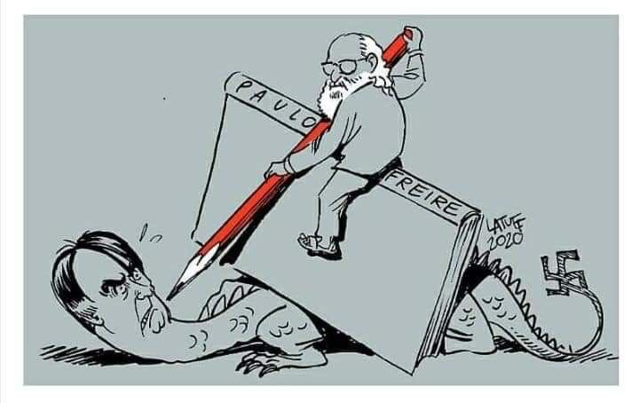 il·lustració Paulo Freire vs Bolsonaro