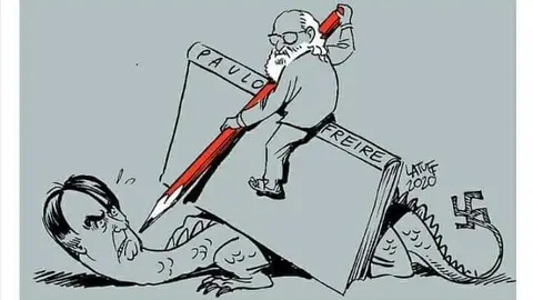 il·lustració Paulo Freire vs Bolsonaro