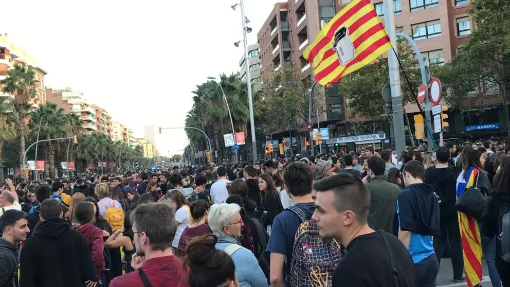 Tercer dia de mobilitzacions, a l'Avinguda Monumental de Barcelona. foto: Margalida Munar