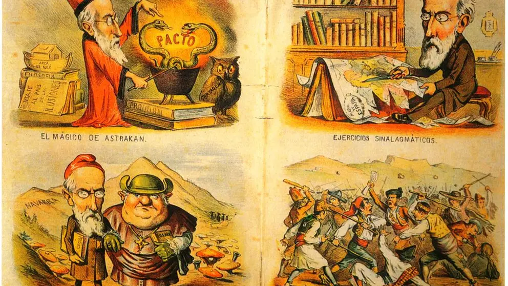 Caricatura sobre la proposta federalista i republicana de Pi i Maragall (1881, La Mosca)